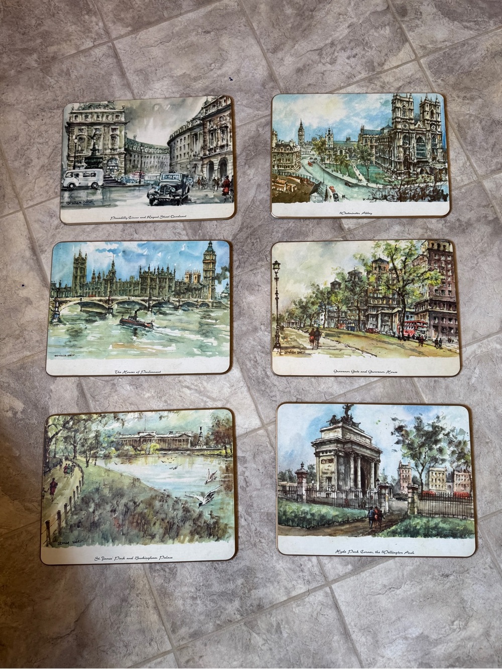 Set of 6 Vintage Sewell Scenes of London Melamine Place Mats